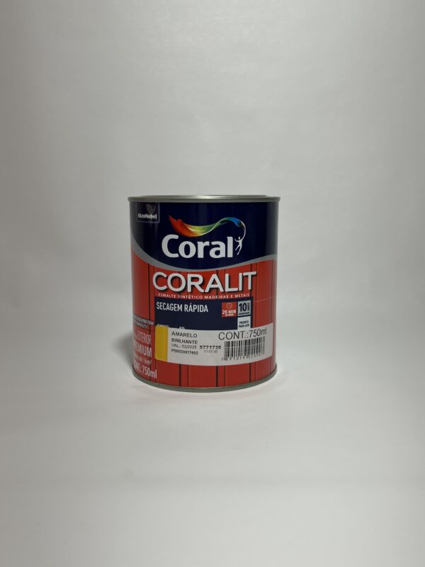 Tinta Esmalte Sintético Amarelo Brilhante Coralit 750ml